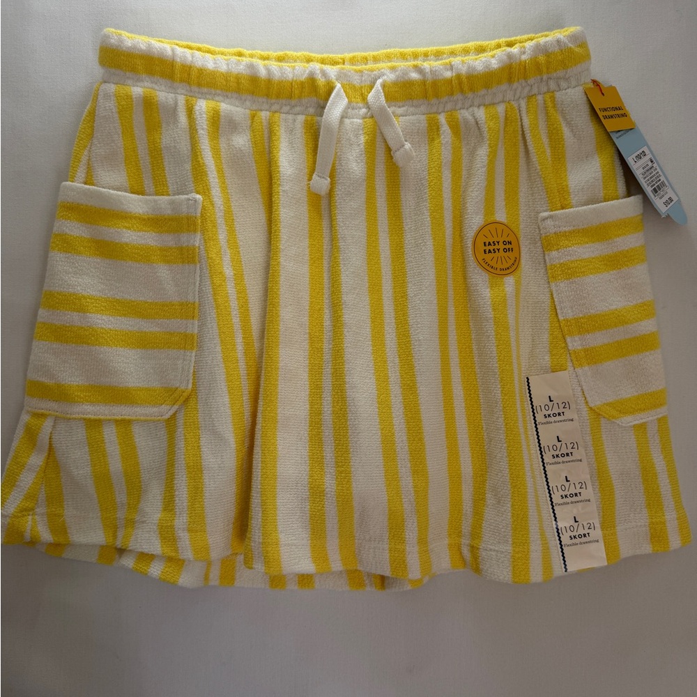 Cat & Jack Yellow Stripe Terry Skort Girls L 10/12 NWT